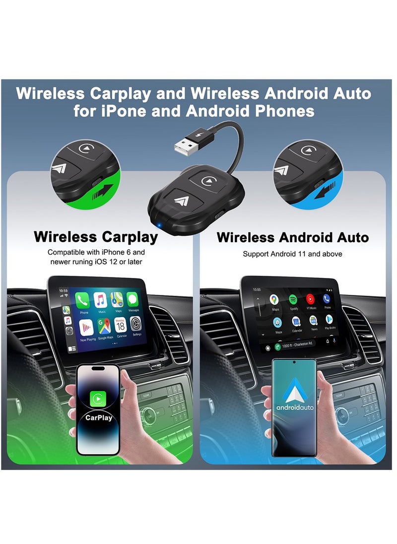 Furtey 2-in-1 Wireless Apple CarPlay & Android Auto Wireless Adapter, 5.8 GHz Wireless Carplay Dongle for Wired Apple Carplay & Android Car Converts Wired to Wireless Fast and Easy Use Fit  - Image 2