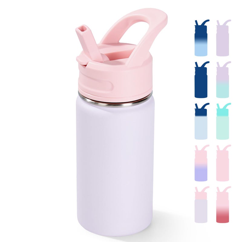 Fijinhom 12oz Kids Water Bottle for School, Toddler Bottles with Straws, Stainless Steel Vacuum Insulated Water Bottle for Boys&Girls, Leak-Proof, BPA-Free, Luck - Image 1