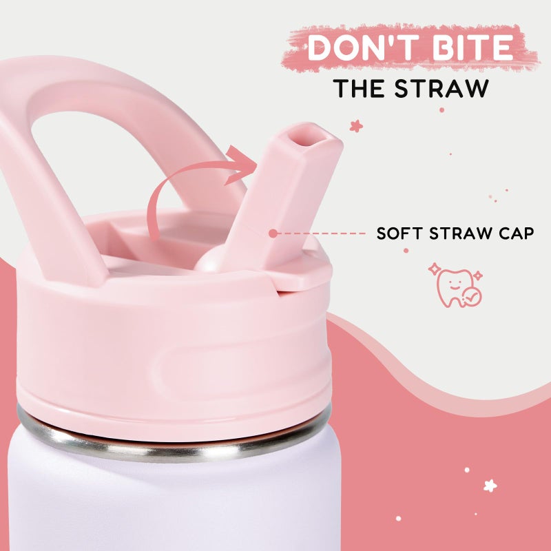 Fijinhom 12oz Kids Water Bottle for School, Toddler Bottles with Straws, Stainless Steel Vacuum Insulated Water Bottle for Boys&Girls, Leak-Proof, BPA-Free, Luck - Image 2