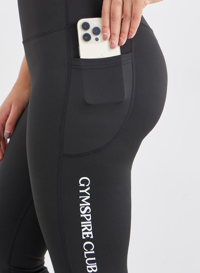 Styli Gymspire Edition - Label Broad Waist Side Pocket Flared Leggings with and Text Detail - Image 4
