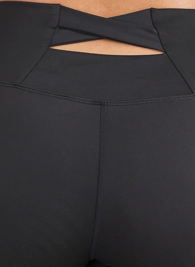 Styli Gymspire Edition - Label Broad Waist Side Pocket Flared Leggings with and Text Detail