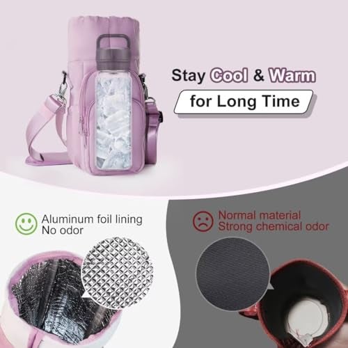 Dikuer Water Bottle Holder with Strap, 4 Big Pockets with Compartment, 24oz/32oz/40oz Crossbody Water Bottle Carrier Bag - Image 3