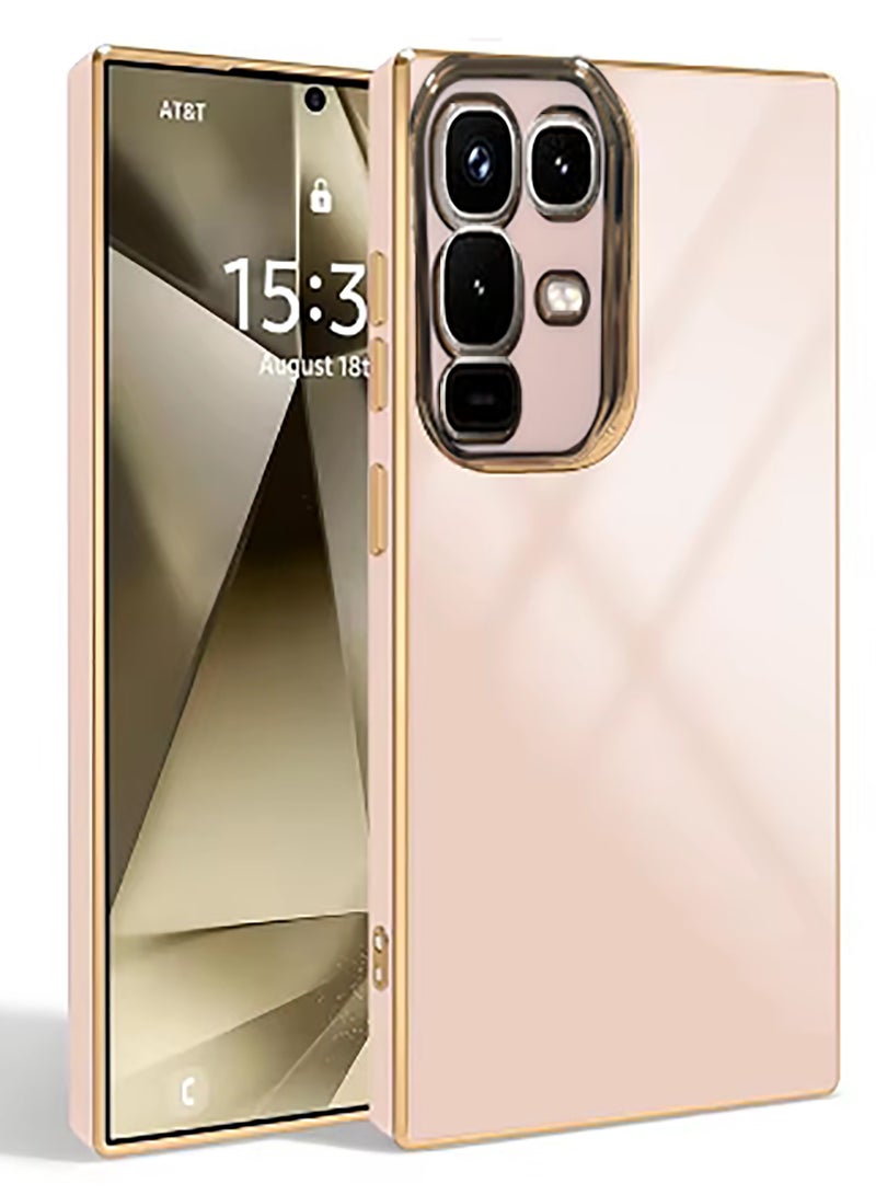 Compatible with Infinix Note 50/Infinix Note 50 pro phone case, smooth gold chrome, Pink lightweight, smooth shock-proof full protection Infinix Note 50/Infinix Note 50 pro phone case - pink - Image 1