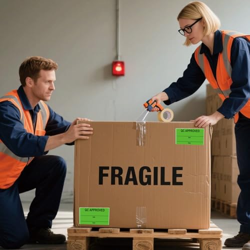 wootile QC Approval Labels Green Quality Control Inventory Stickers 2" x 1" 500 Pcs - Fluorescent Green Label for Warehouse, Inventory, Pallets, Quality Control, Assembly Lines, Manufacturing - Image 4