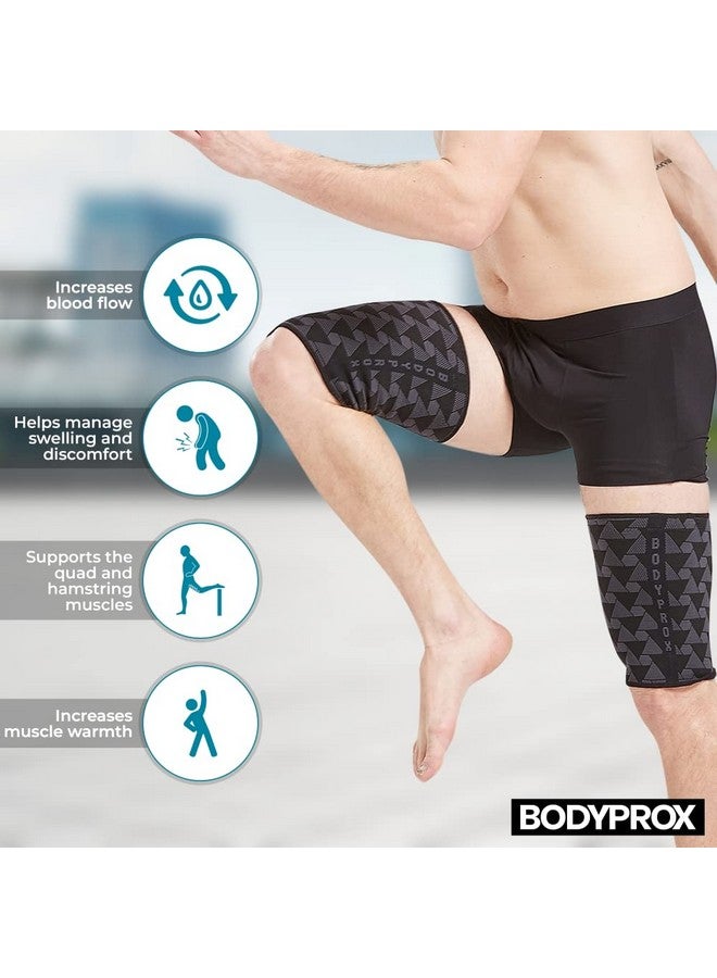 Bodyprox Thigh Compression Sleeve (1 Pair), Hamstring Compression Sleeve for Men and Women (Large) - Image 2