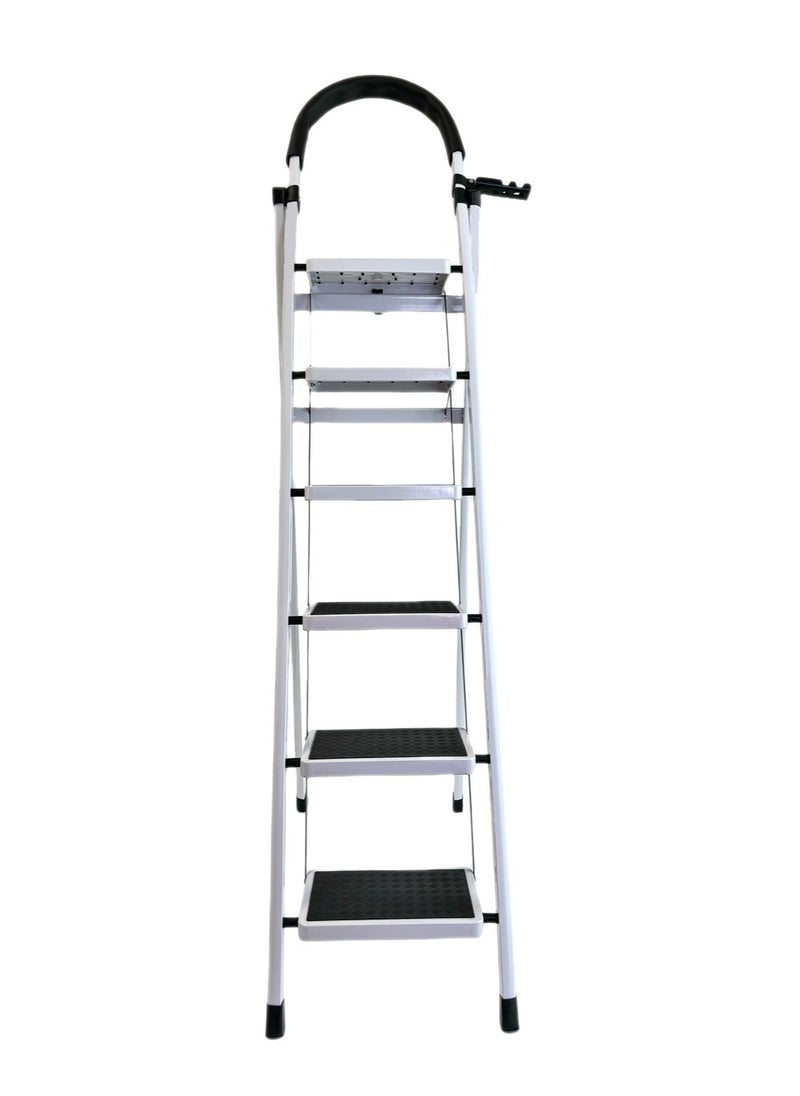 General - 6 Steps Ladder，Foldable ladder 6 Steps，Home Ladder 6 Step（White） - Image 1