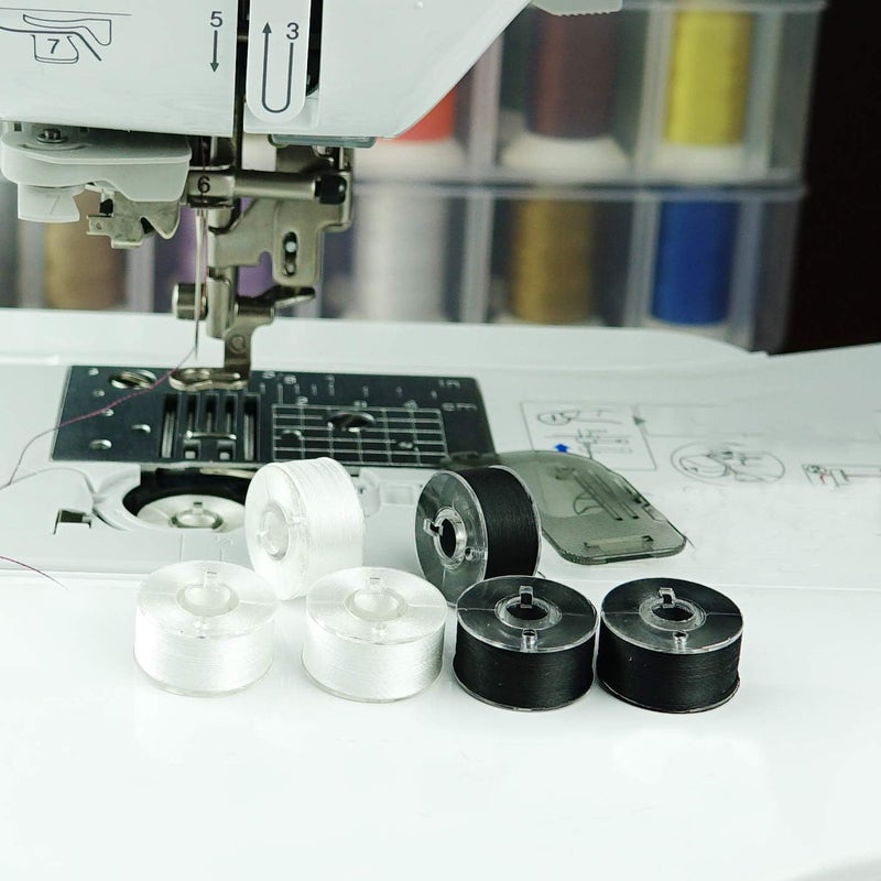 simthread 144 Prewound Bobbin Thread Size L 60WT (SA155) for Husqvarna Viking pfaff Creative Vision Embroidery Machines Plastic Side - Black - Image 4