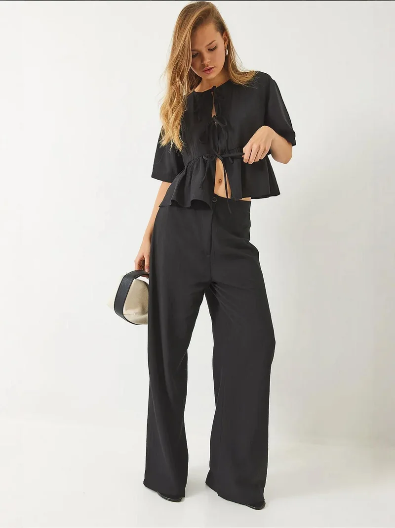 LUCCI Textured Two-Piece Coord Set with Ruffle Detail