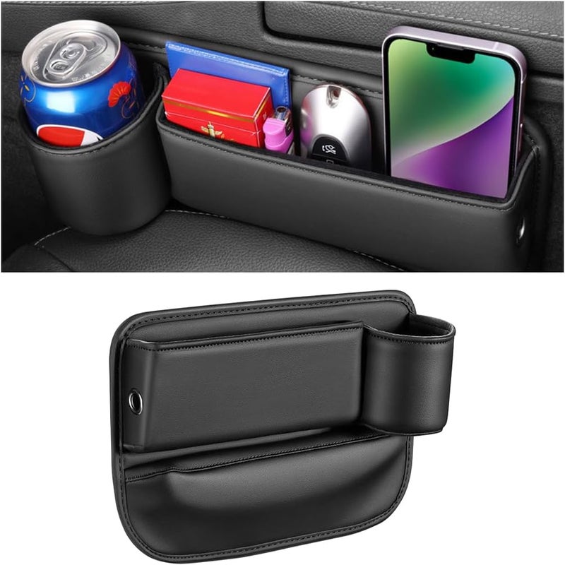 JNNJ Car Seat Storage Box - Faux Leather Organizer with Cable Hole - Image 1