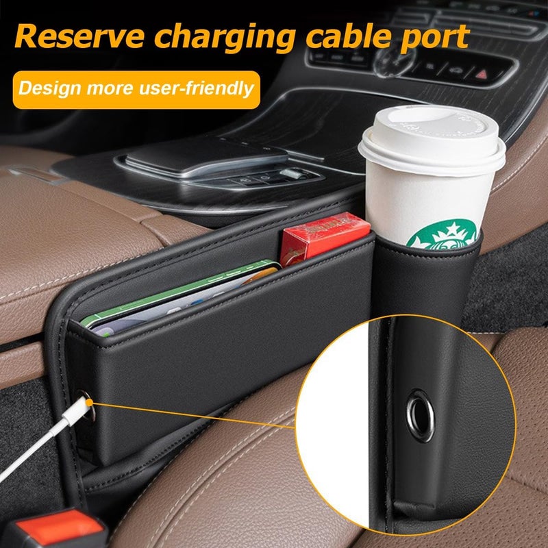 JNNJ Car Seat Storage Box - Faux Leather Organizer with Cable Hole - Image 4