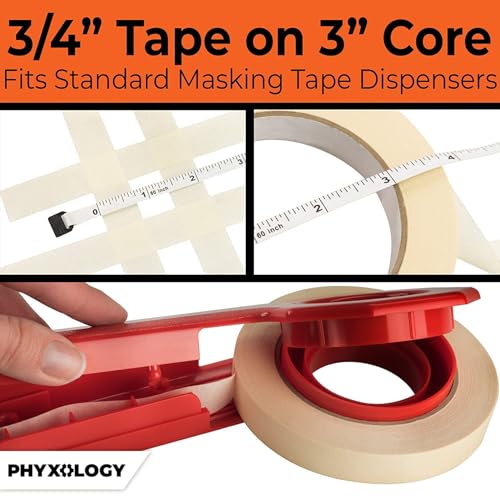 Phyxology Supply 3/4 in Pro-Grade Masking Tape. 60 Yard Roll 4 Pack = 240 Yards of Multi-Use, Easy Tear Removable Tape. Great for Labeling, Painting, Packing and More. Adhesive Leaves No Residue! - Image 3