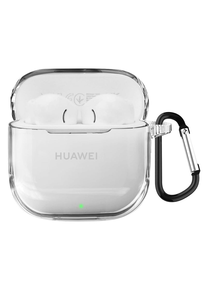 CATANES Huawei FreeBuds SE 2 Clear Protective Case Crystal Soft TPU Shockproof Cover with Metal Hook - Clear  - Image 1