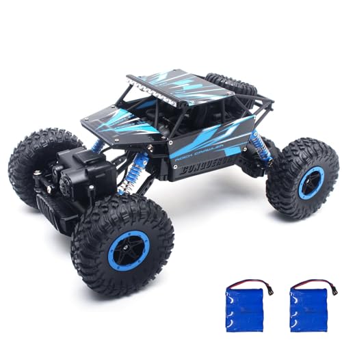Cheerwing 118 Rock Crawler 24Ghz Remote Control Car 4WD Off Road RC Monster Truck 2 Battery Blue - Image 1