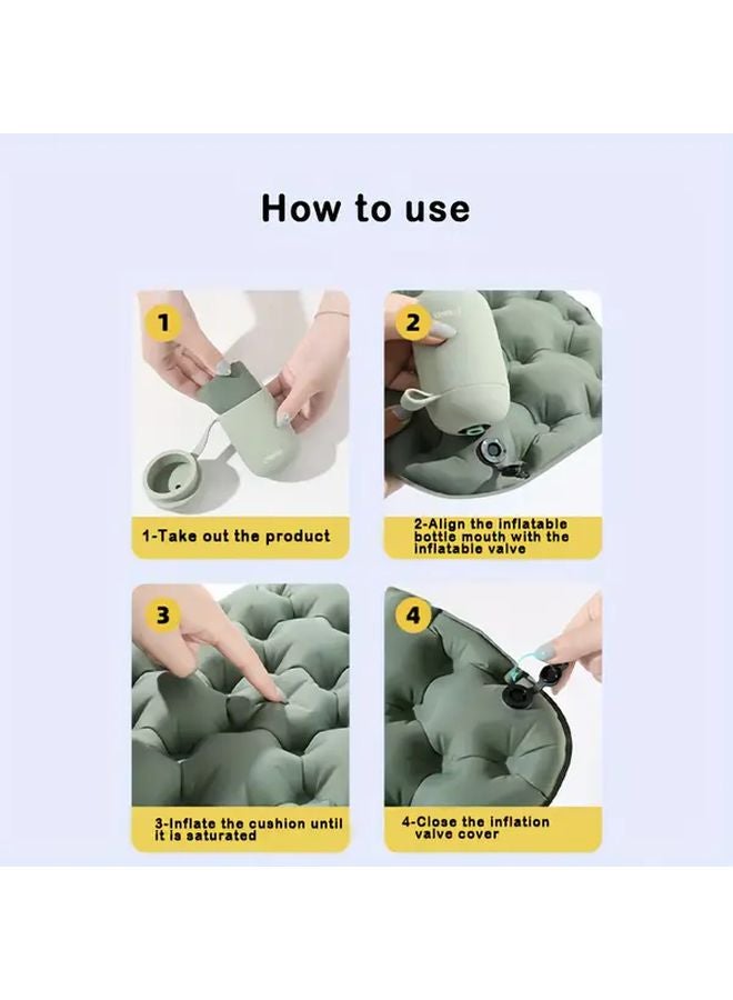 Grey Portable Manual Inflatable Air Mattress Camping Bed Pad With Carry Bag - Image 5