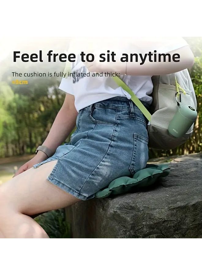 Grey Portable Manual Inflatable Air Mattress Camping Bed Pad With Carry Bag - Image 3