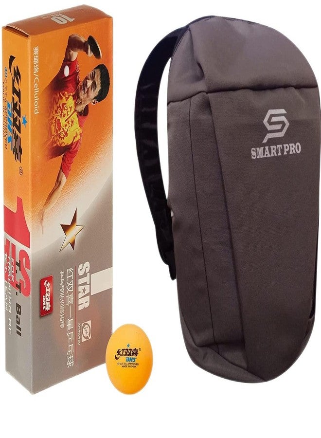 DHS TT Ball 40MM 1 Star Orange (10 Pcs Box) 50 PCS with Smart PRO TT Special Cover Speed Grey - Image 2