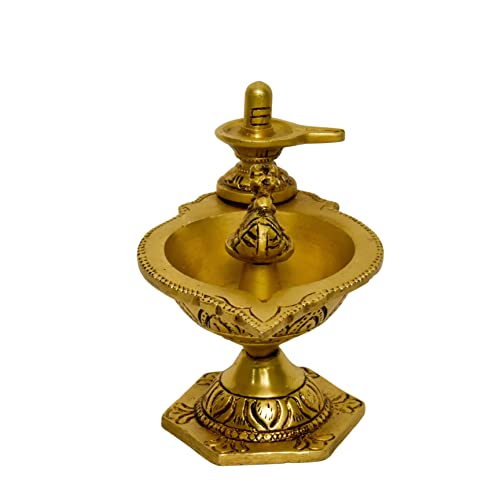 Bhimonee Decor | Pure Brass Shivling & Nandi Table Diya | Handcrafted Traditional Pooja Oil Lamp | Sacred Temple Decor | 4 Inches Big | Brass | Pack of 1 Pc - Image 5