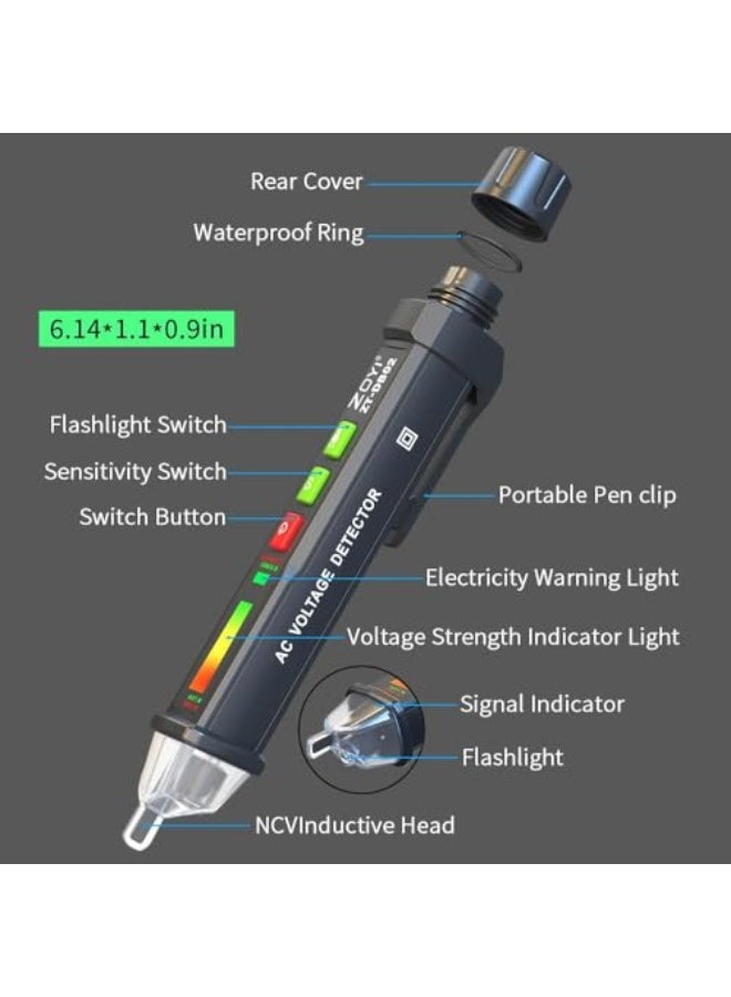 Non Contact Voltage Detector, Electrical Tester Pen, Voltage Tester 12V-1000V Dual Sensitivity LED Alert Reliable Wire Power Tester Buzzer Alarm Wire Breakpoint Finder, No batteries included - Image 2
