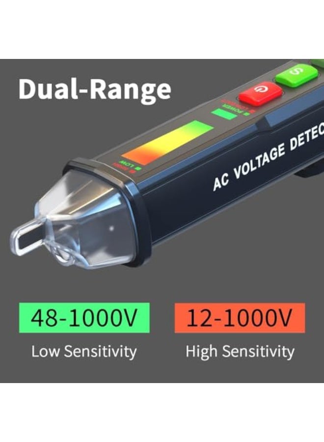 Non Contact Voltage Detector, Electrical Tester Pen, Voltage Tester 12V-1000V Dual Sensitivity LED Alert Reliable Wire Power Tester Buzzer Alarm Wire Breakpoint Finder, No batteries included - Image 4
