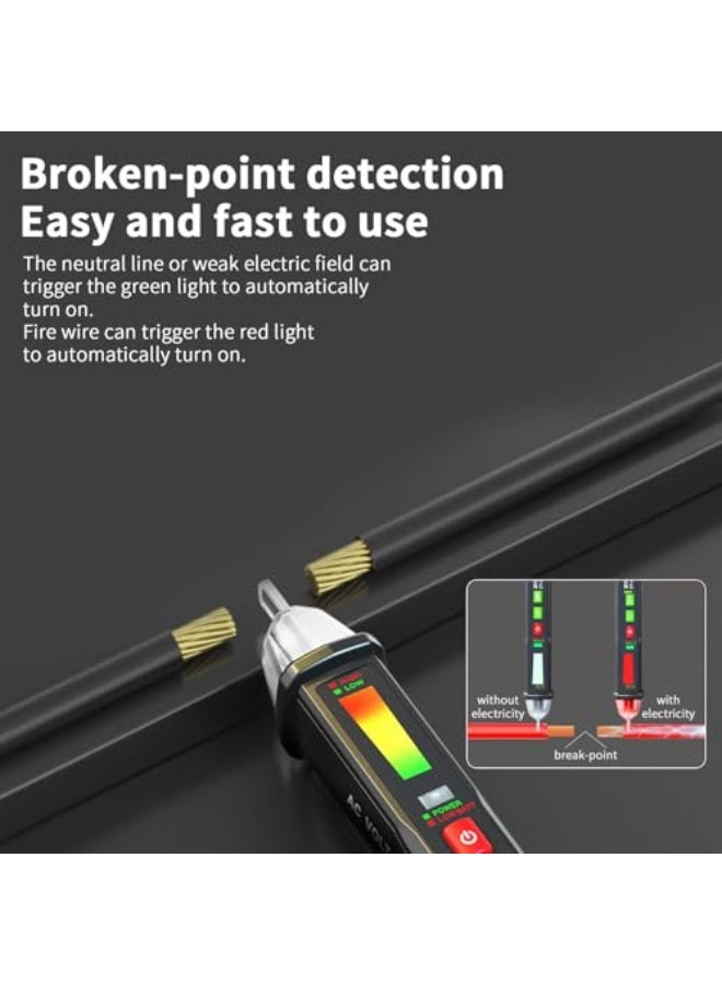 Non Contact Voltage Detector, Electrical Tester Pen, Voltage Tester 12V-1000V Dual Sensitivity LED Alert Reliable Wire Power Tester Buzzer Alarm Wire Breakpoint Finder, No batteries included - Image 3