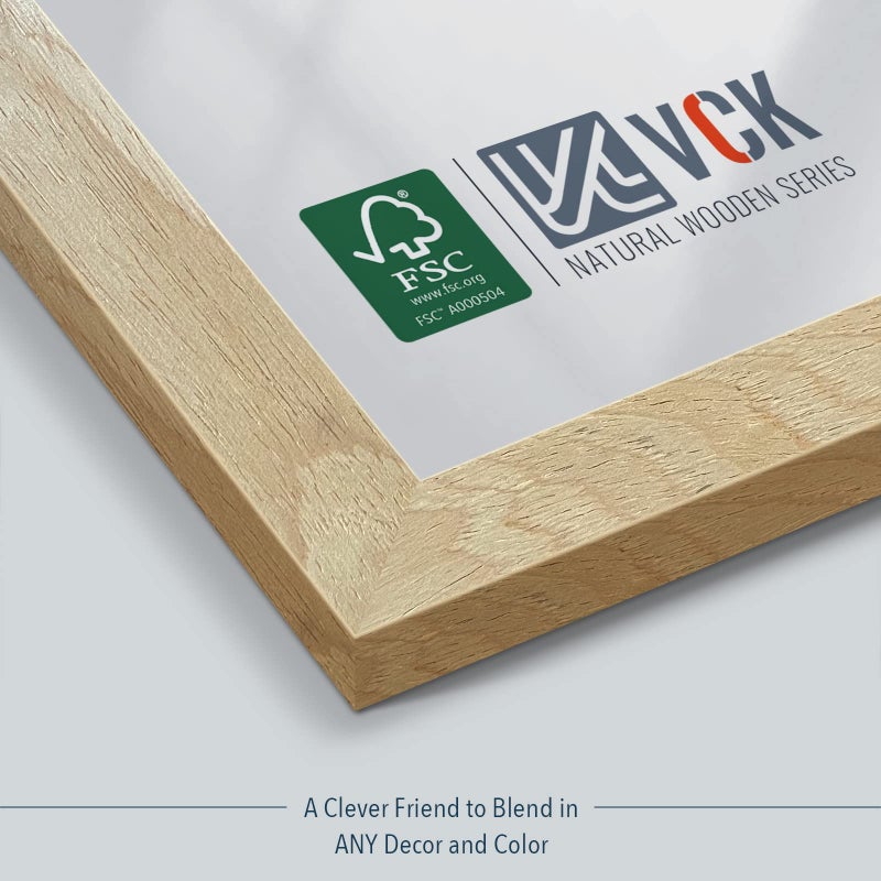 VCK 24x36 Poster Frame Natural Solid Wood 3 Pack, Exclusive Wood Grain Wall Hanging Picture Frame for Home Decoration - Image 5