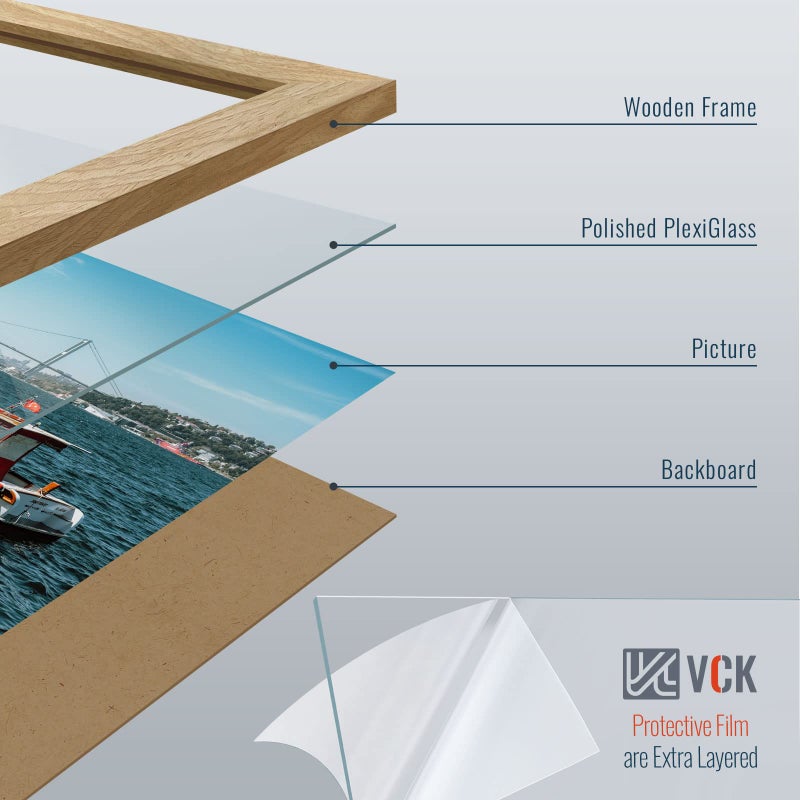 VCK 24x36 Poster Frame Natural Solid Wood 3 Pack, Exclusive Wood Grain Wall Hanging Picture Frame for Home Decoration - Image 4