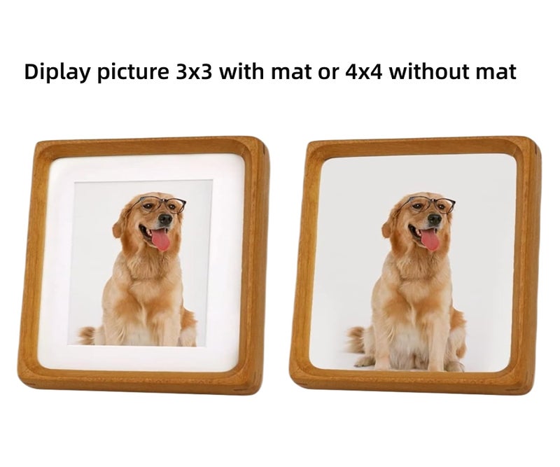 Zibrelte Natural 4x4 Picture Frame Wood with Mat for Pictures 3x3 or 4x4 Square Wall Photo Frames 4x4 Made of Solid Teak Wood for Tabletop Gallery Wall Hanging - Image 5