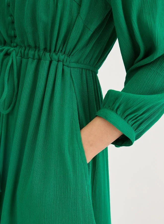 Femmella  Femmella Green Crinkled Tiered Maxi Dress for Women | Best Price UAE