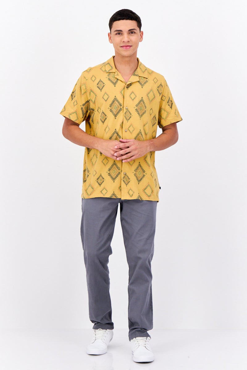 Men Regular Fit Aztec Pattern Short Sleeve Casual Shirts, Multicolor