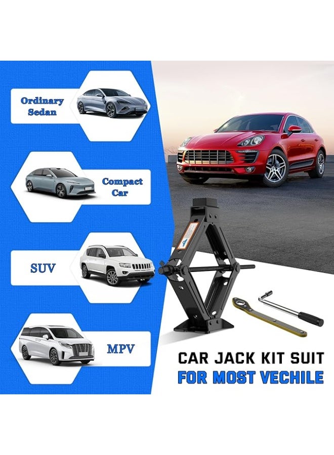 كوريك سيارة (رافعة) قوي 2 طن (2000 كجم) - طقم طوارئ متكامل مع مفتاح عجل - عملي وسهل الاستخدام لجميع أنواع السيارات والدفع الرباعي - Image 2