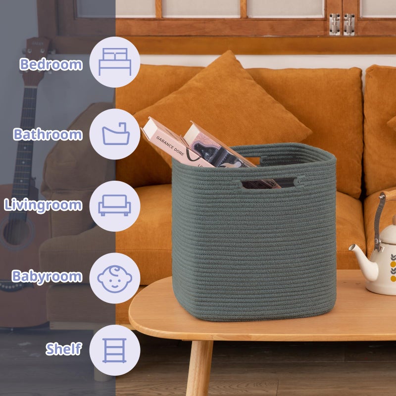 OIAHOMY Storage Cubes, 13 Inch Cube Storage Organizer, Collapsible Storage Bins, Baskets for Organizing, Storage Bins for Shelves-Dark Grey, 2-PACK - Image 4