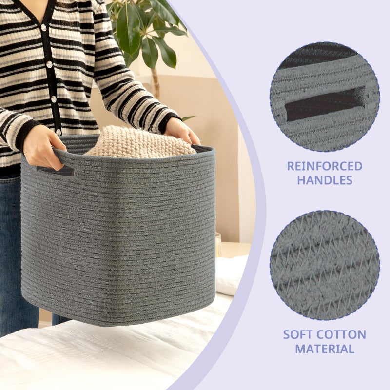 OIAHOMY Storage Cubes, 13 Inch Cube Storage Organizer, Collapsible Storage Bins, Baskets for Organizing, Storage Bins for Shelves-Dark Grey, 2-PACK - Image 3