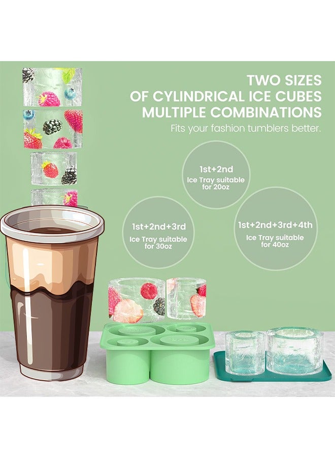 Ice Cube Tray for Tumbler, 4 Pcs Silicone Hollow Cylinder Ice Mold with Lid for Freezer, Ice Drink, Juice,for Straw Cup 20Oz, 30Oz, 40Oz - Image 2