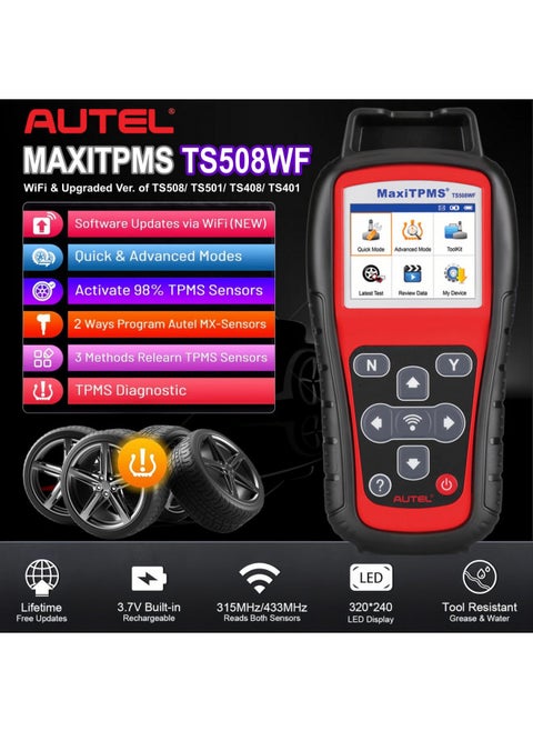 Autel MaxiTPMS TS508WF TPMS Programming Tool, 2024 Newest Upgrade of TS508/ TS501/ TS408, Activate/Relearn TPMS Sensors, Program MX Sensor, TPMS Diagnosis, Read/Clear TPMS Code, Free Lifetime Update
