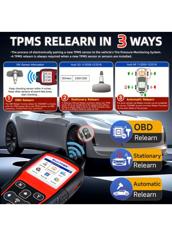 Autel MaxiTPMS TS508WF TPMS Programming Tool, 2024 Newest Upgrade of TS508/ TS501/ TS408, Activate/Relearn TPMS Sensors, Program MX Sensor, TPMS Diagnosis, Read/Clear TPMS Code, Free Lifetime Update