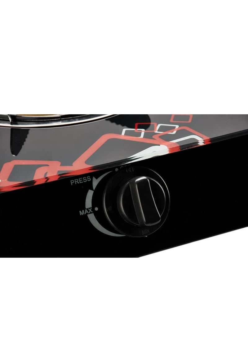 Microplus موقد غاز بثلاثة شعلات مع إشعال ذاتي | سطح زجاجي | تصميم صغير | أجهزة المطبخ PS-8007 - Image 2