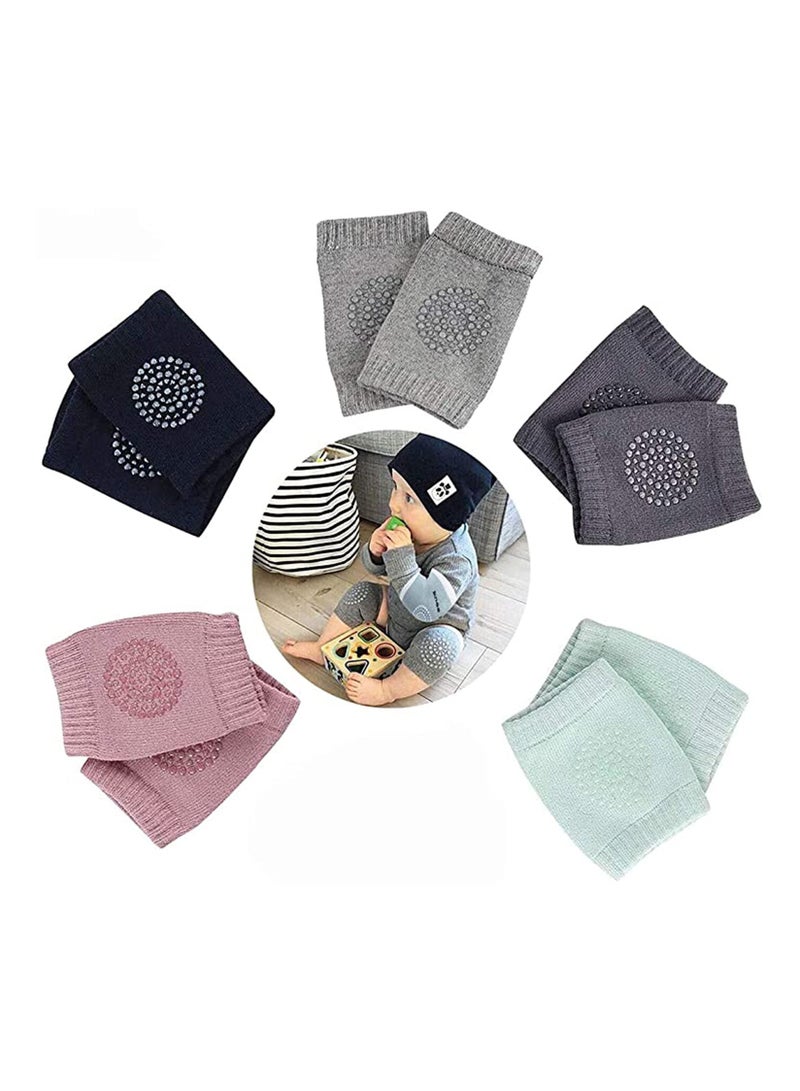 SOLARAE Baby Knee Pads for Crawling Boy Girls Anti Slip Leg Warmers Kids Kneepads and Elbow Anti-Slip Toddlers 5 Pairs - Image 1