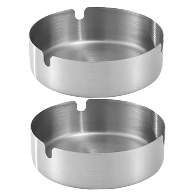 Garneck 2pcs Stainless Steel Cute Ashtray Indoor Outdoor for Home Office - Image 2