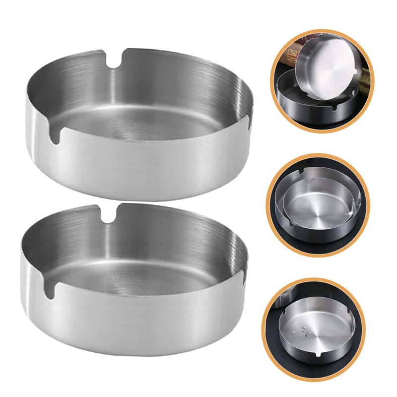 Garneck 2pcs Stainless Steel Cute Ashtray Indoor Outdoor for Home Office - Image 4
