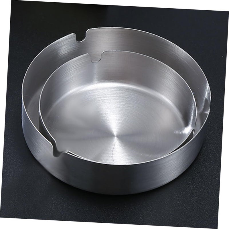 Garneck 2pcs Stainless Steel Cute Ashtray Indoor Outdoor for Home Office - Image 5