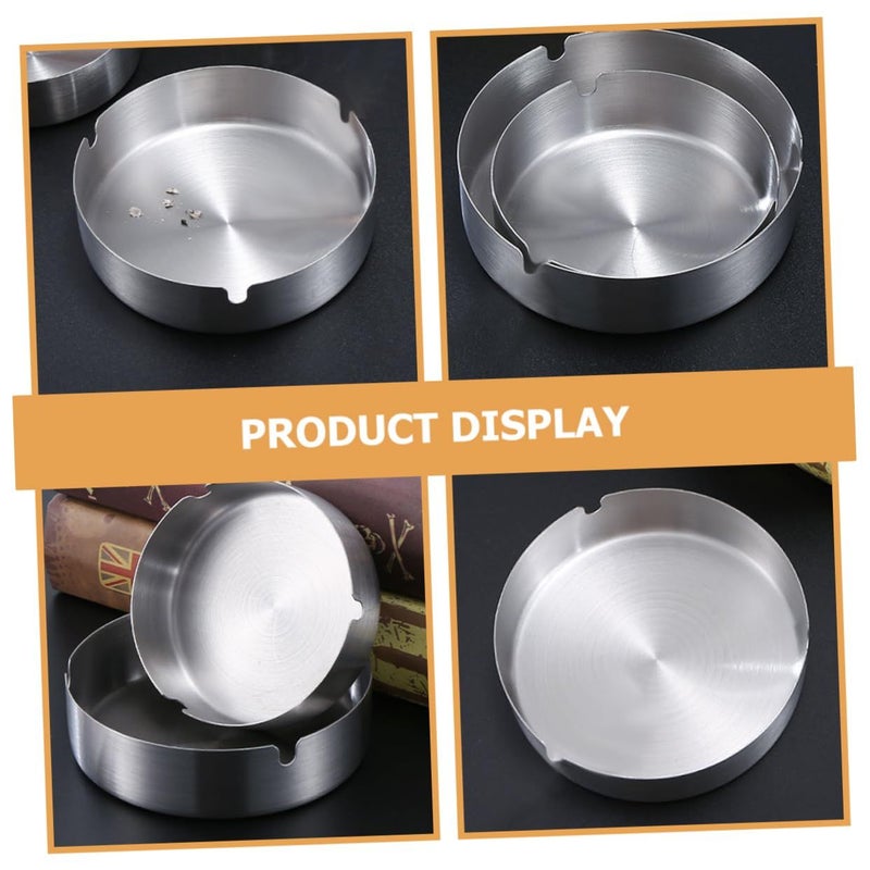 Garneck 2pcs Stainless Steel Cute Ashtray Indoor Outdoor for Home Office - Image 3
