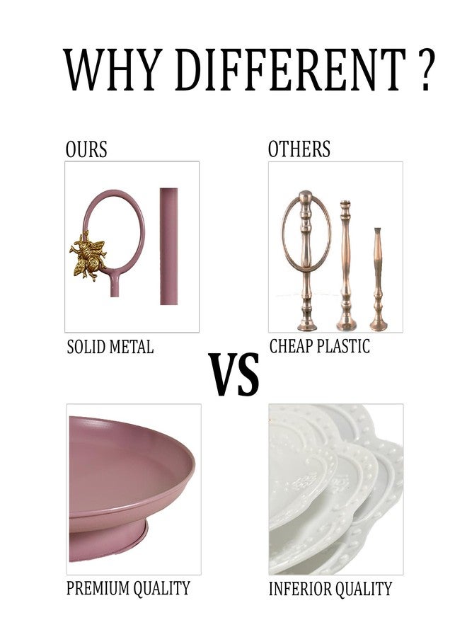 إيلان حامل كب كيك إيلان رويال هايف ذو 3 طبقات، مصنوع من الفولاذ الطري، دائري، طبق تقديم حلويات متعدد الأغراض للحفلات وأعياد الميلاد وحفلات الزفاف (لون موف) - Image 3