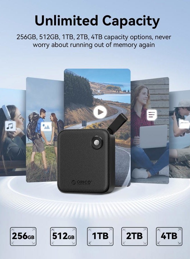 ORICO Portable SSD 256 GB with 2 in 1 USB C Cable, External Solid State Drives, Up to 460MB/s, Status Indicator, Reliable Storage for USB-C Smartphone, Tablet, PC - B5PLUS - Image 4
