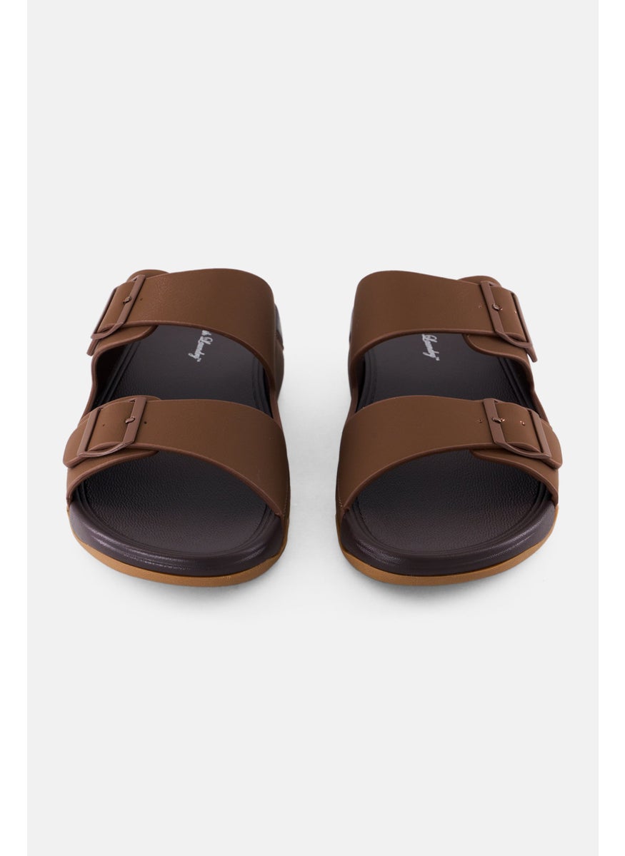 English Laundry Men 2 Strap Slip On Arabic Sandals, Brown  - Image 4