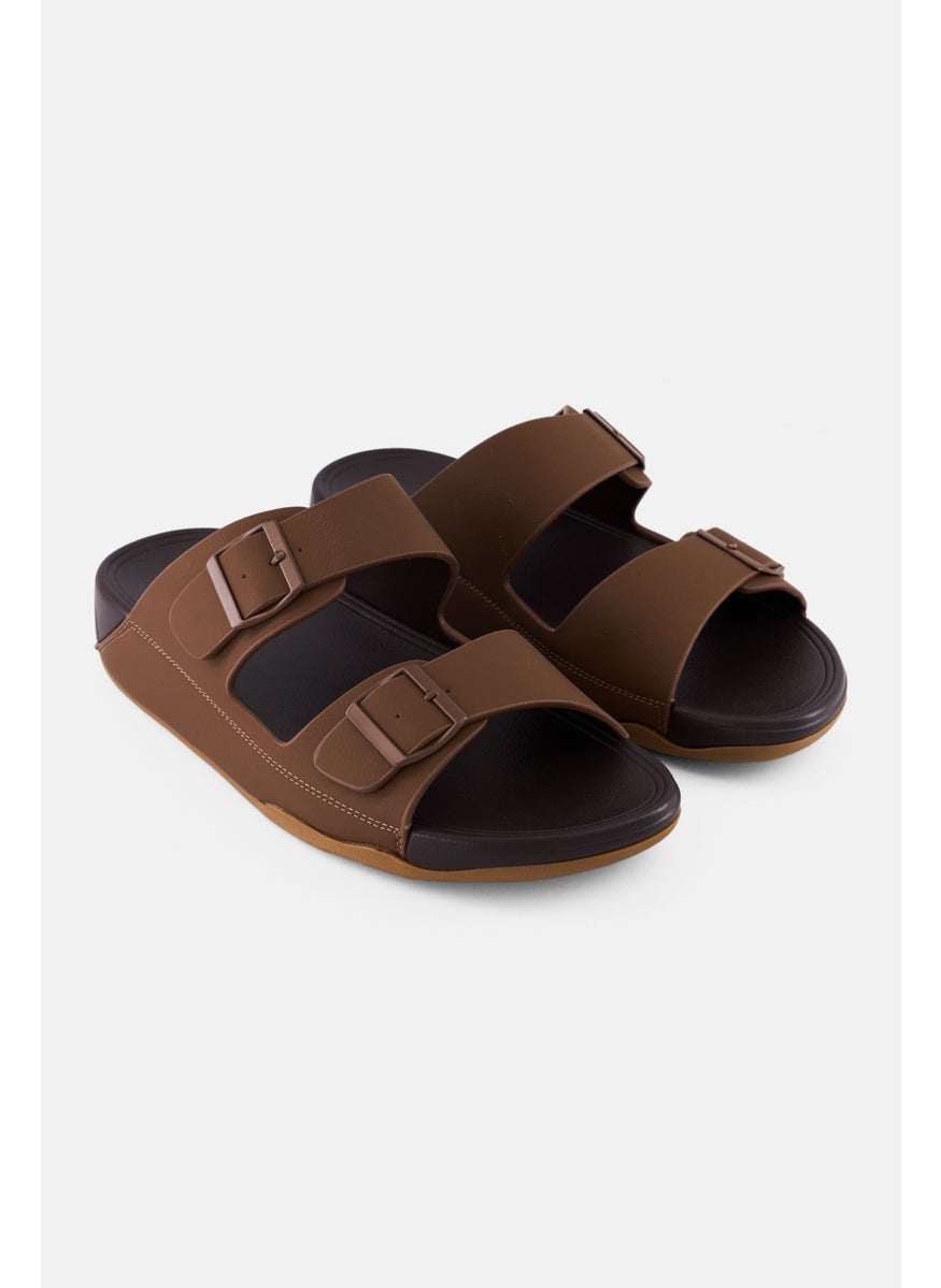 English Laundry Men 2 Strap Slip On Arabic Sandals, Brown  - Image 1