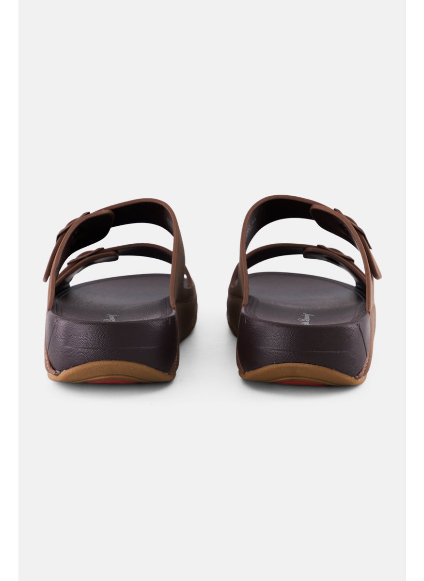English Laundry Men 2 Strap Slip On Arabic Sandals, Brown  - Image 2