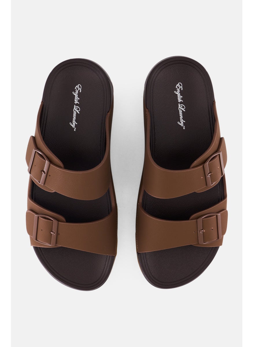 English Laundry Men 2 Strap Slip On Arabic Sandals, Brown  - Image 3