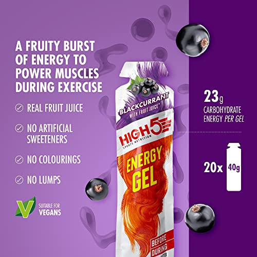 HIGH5 Energy Gels  Quick Release Sports Gels to Power Muscles for Top Performance  Natural Fruit Juice  CaffeineFree  On The Go Energy Boost for Running Cycling and More Blackcurrant 20 x 40g - Image 5