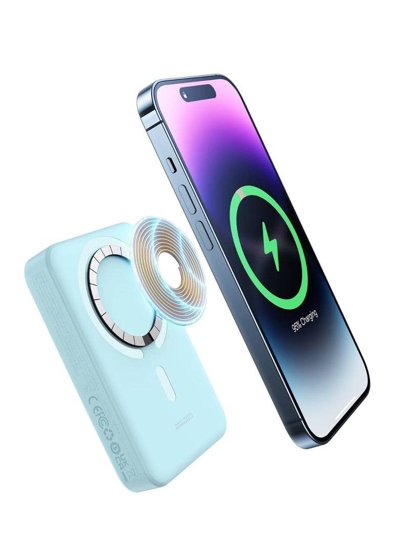 SPECTON 10000mAh Magnetic Mini Power Bank, 30W PD Fast Charger with MagSafe Wireless and USB-C Cable for iPhone 16/15/14/13/12, iPads, Galaxy, Dual Device... - Image 1