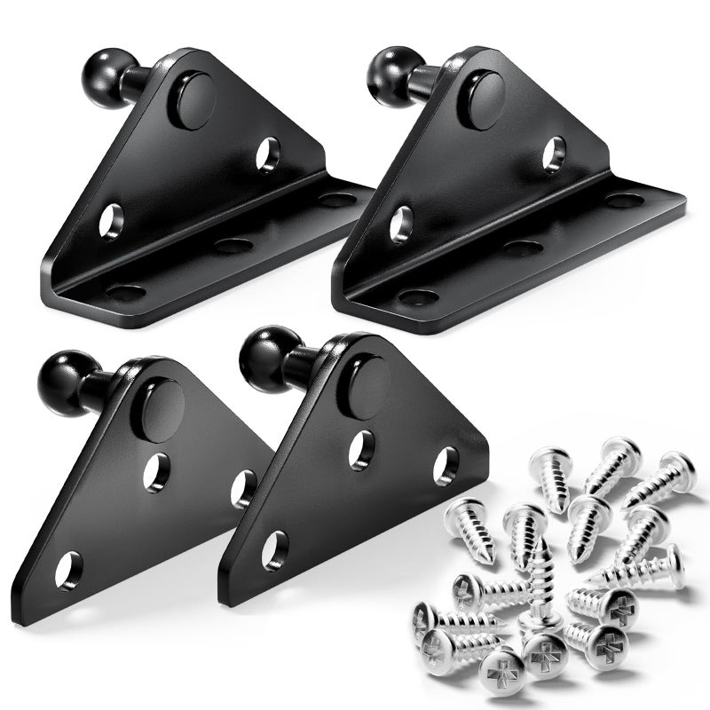 Vepagoo 13MM Ball Stud Mounting Bracket for Gas Shock Spring Strut Prop Lift Support with 2pcs LType 2pcs FlatType and 16pcs Screws Set of 4 Only Fits 13mm Ball Head